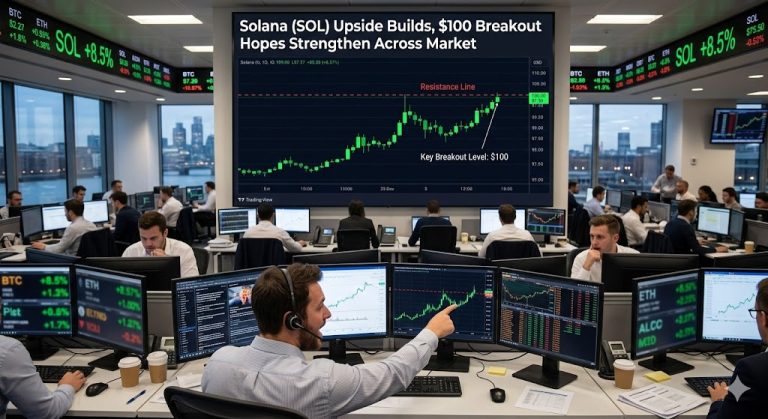 Solana (SOL) Upside Builds, $100 Breakout Hopes Strengthen Across Market